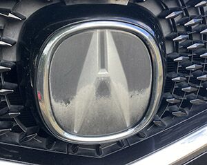 before acura emblem restoration – cloudy faded emblem